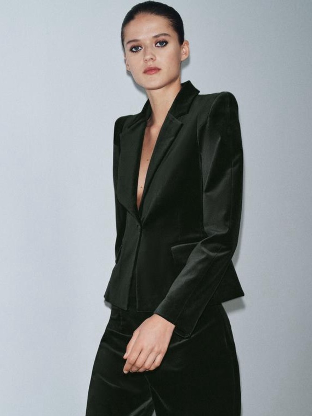 Zara Velvet Tailored Blazer